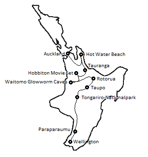 Reiseroute durch Neuseeland Nordinsel